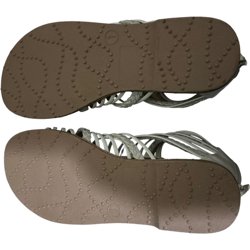 Olive & Edie Remie White Gladiator Strappy Zip Sandals Big Girl Size 1 Youth New - Picture 6 of 16